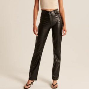 A&F Criss-Cross Waistband Vegan Leather 90s Straight Pant
